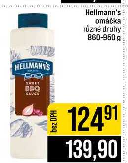 Hellmann's omáčka různé druhy 860-950 g