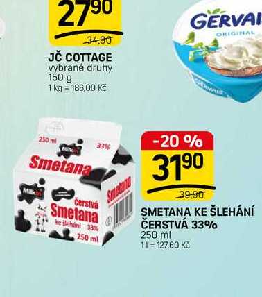SMETANA KE ŠLEHÁNÍ ČERSTVÁ 33% 250 ml