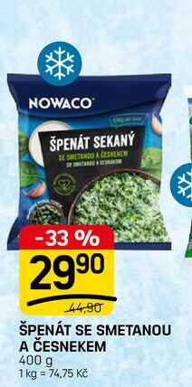 ŠPENÁT SE SMETANOU A ČESNEKEM 400 g