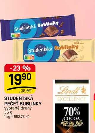 STUDENTSKÁ PEČEŤ BUBLINKY vybrané druhy 36 g