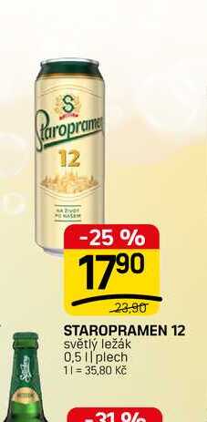 STAROPRAMEN 12 světlý ležák 0,5 || plech