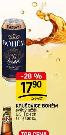 KRUŠOVICE BOHÉM světlý ležák 0,5|| plech