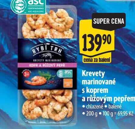   Krevety marinované s koprem a růžovým pepřem 200 g