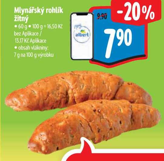 Mlynářský rohlík žitný, 60 g