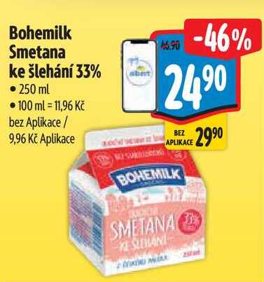 Bohemilk Smetana ke šlehání 33%, 250 ml