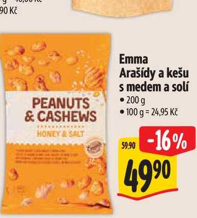  Emma Arašídy a kešu s medem a solí  200 g  