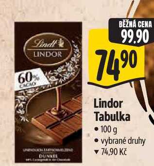   Lindor Tabulka 100 g 