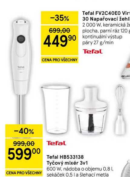 Tyčový mixér 3v1, 600 W nádoba o objemu 0,8 l, Sekáček 0.5 l a šlehací metla