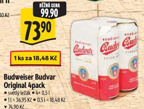 Budweiser Budvar Original 4pack, 4x 0,5 l