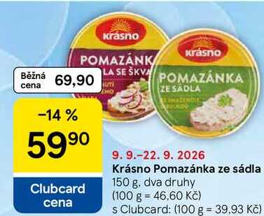 Krásno Pomazánka ze sádla, 150 g, dva druhy 