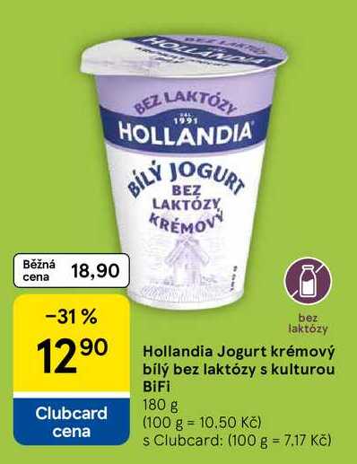 Hollandia Jogurt krémový bílý bez laktózy s kulturou BiFi, 180 g