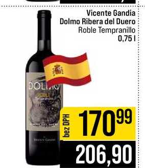 Vicente Gandia Dolmo Ribera del Duero Roble Tempranillo 0,75l