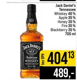 Jack Daniel's Tennessee Whiskey 40% Apple 35% Honey 35% Fire 35% Blackberry 35% 700 ml