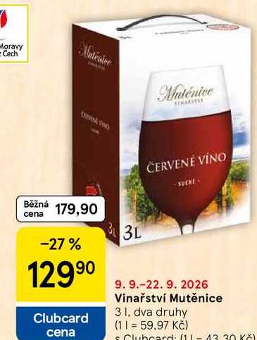 Vinařství Mutěnice, 3 l, dva druhy