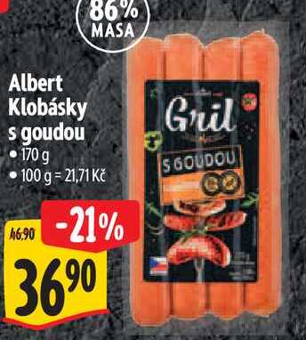 Albert Klobásky s goudou, 170 g 