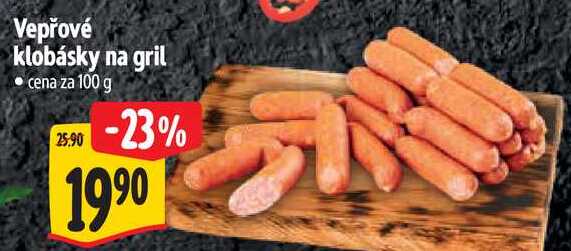 Vepřové klobásky na gril, cena za 100 g