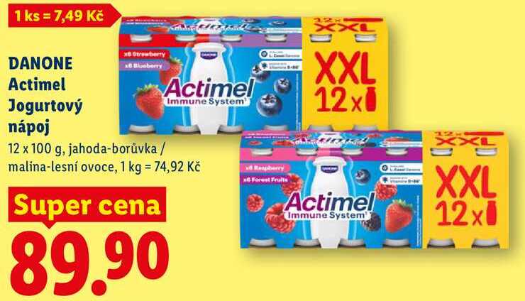 DANONE Actimel Jogurtový nápoj, 12 x 100 g 