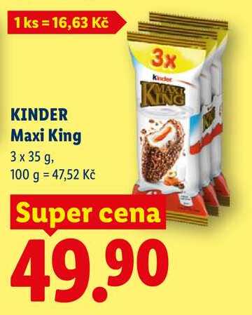 KINDER Maxi King, 3 x 35 g