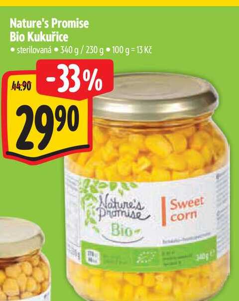 Nature's Promise Bio Kukuřice sterilovaná 340 g/230 g