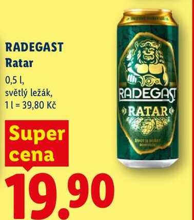 RADEGAST Ratar, 0,5 1, světlý ležák