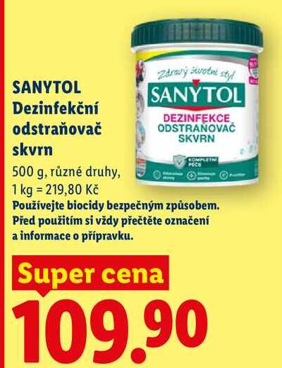 SANYTOL Dezinfekční odstraňovač skvrn, 500 g