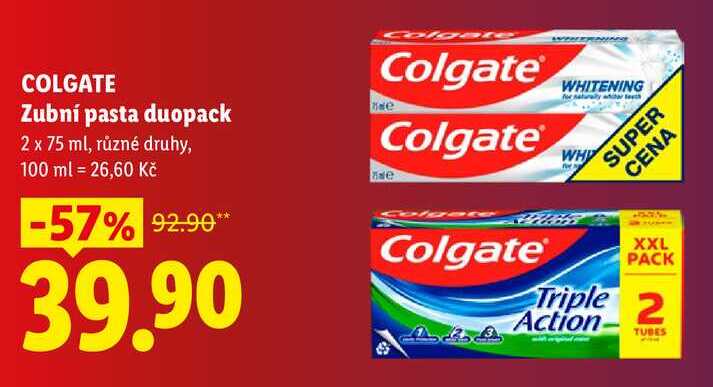 COLGATE Zubní pasta duopack 2 x 75 ml,