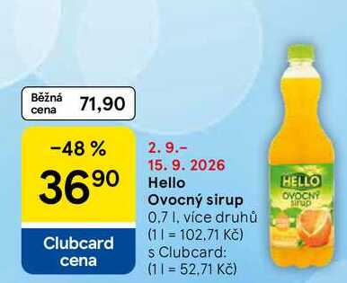 Hello Ovocný sirup, 0.7 l