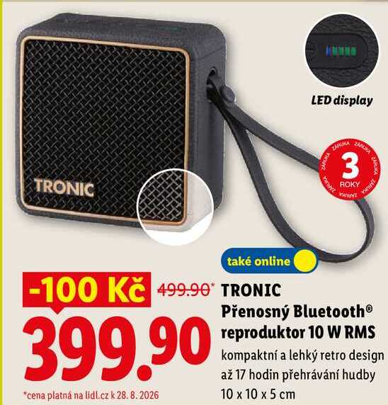 TRONIC Přenosný Bluetooth® reproduktor 10 W RMS 