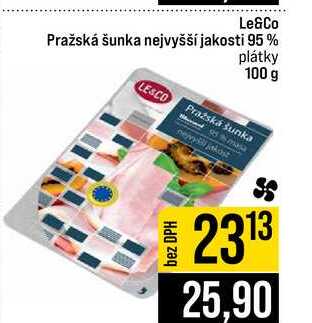 Le&Co Pražská šunka nejvyšší jakosti 95% plátky 100 g