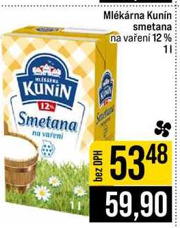 Mlékárna Kunín smetana na vaření 12% 1l