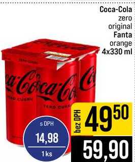 Coca-Cola zero original Fanta orange 4x330 ml