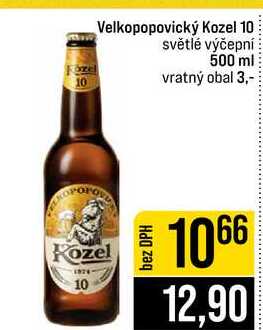 Velkopopovický Kozel 10 světlé výčepní 500 ml