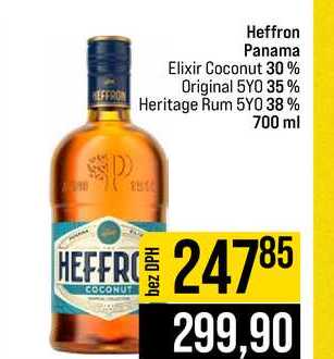 Heffron Panama Elixir Coconut 30% Original 5YO 35% Heritage Rum 5YO 38% 700 ml