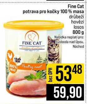 Fine Cat potrava pro kočky 100% masa drůbeží hovězí losos 800 g 