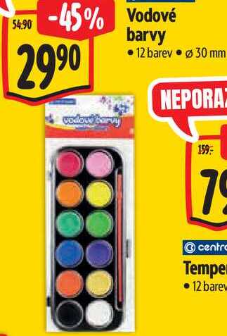 Vodové barvy, 12 barev