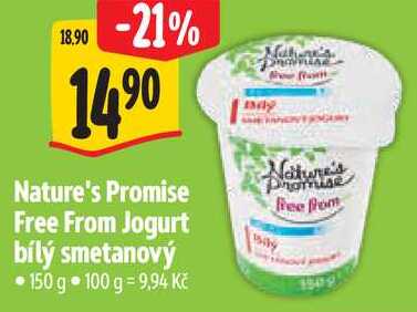 Nature's Promise Free From Jogurt bílý smetanový, 150 g