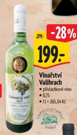 Vinařství Valihrach, 0,75 l