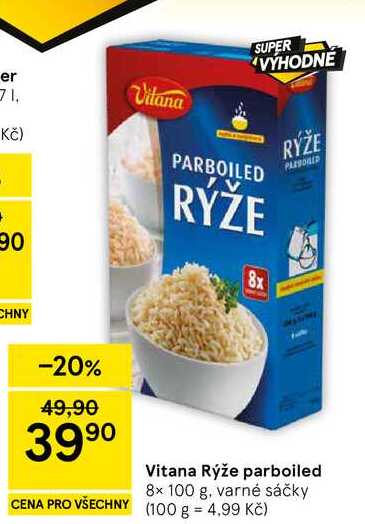 Vitana Rýže parboiled, 8x 100 g, varné sáčky
