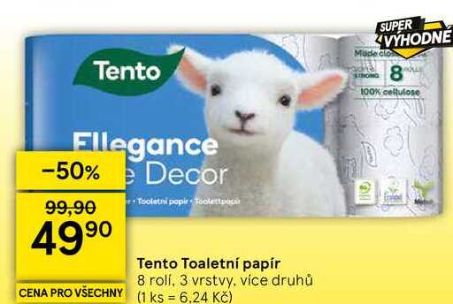 Tento Toaletní papír, 8 rolí, 3 vrstvy, více druhů