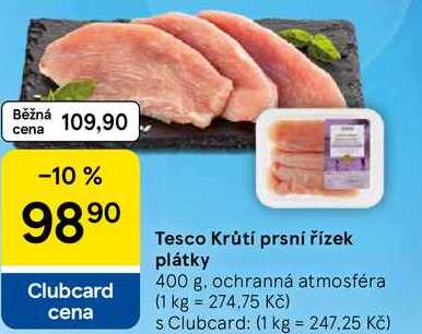 Tesco Krůtí prsní řízek plátky, 400 g