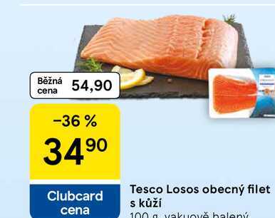 Tesco Losos obecný filet s kůží, 100 g 