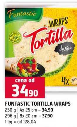 FUNTASTIC TORTILLA WRAPS 250 g 4x 25 cm 296 g 8x 20 cm