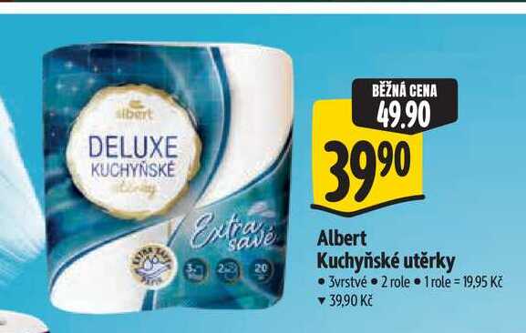 Albert Kuchyňské utěrky 3vrstvé 2 role