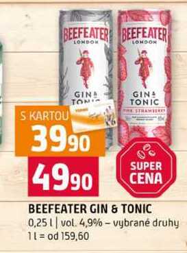 BEEFEATER GIN & TONIC 0,25l vol. 4,9% vybrané druhy 