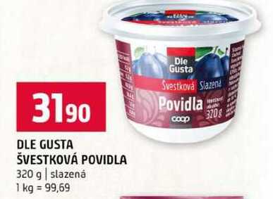 DLE GUSTA ŠVESTKOVÁ POVIDLA 320 g slazená