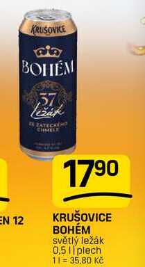 KRUŠOVICE BOHÉM světlý ležák 0,5||plech