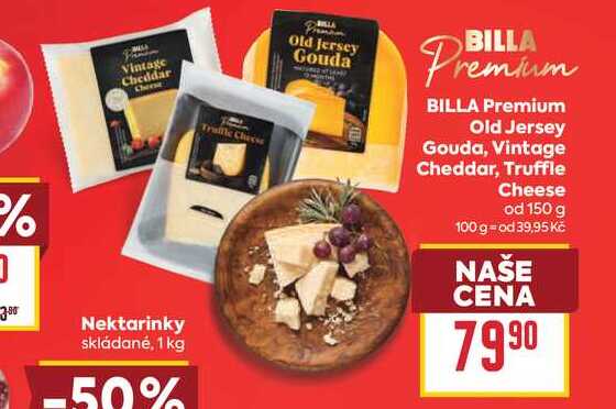 BILLA Premium Old Jersey Gouda, Vintage Cheddar, Truffle Cheese od 150 g