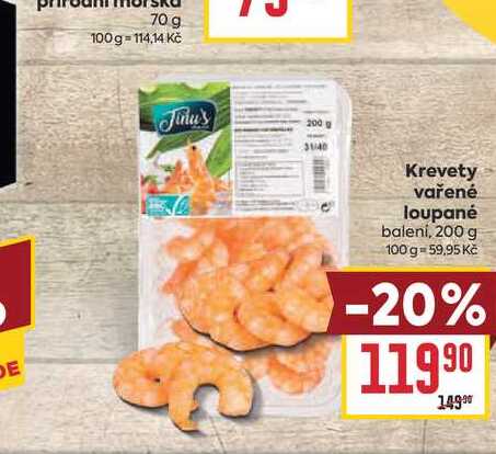 Krevety vařené loupané balení, 200 g