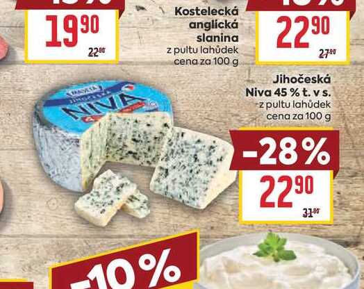 Jihočeská Niva 45% t. v s. z pultu lahůdek cena za 100 g