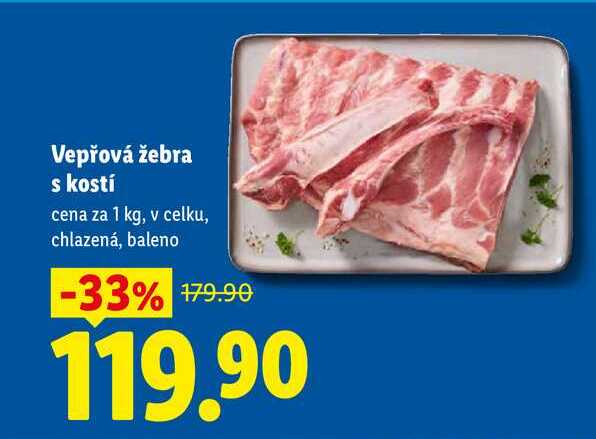 Vepřová žebra s kostí, cena za 1 kg